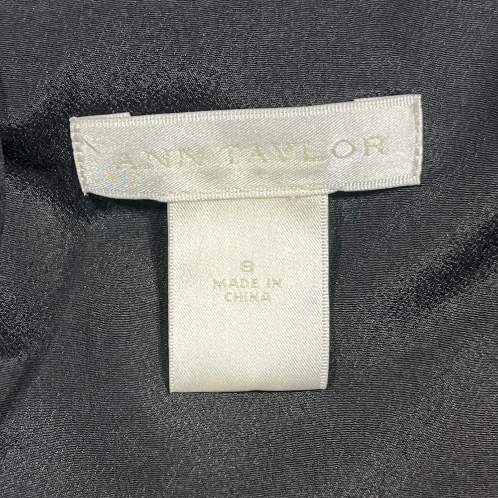 Ann Taylor 90s Minimalist Fairy Grunge Old‎ Money 100% Silk Black Midi Dress 8